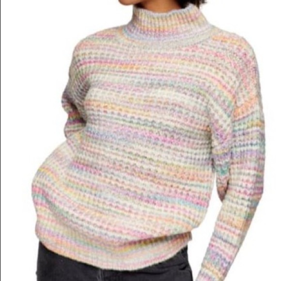 Topshop Sweaters - EUC TOPSHOP MULTICOLOR SPACE DYE CHUNKY TURTLENECK SWEATER